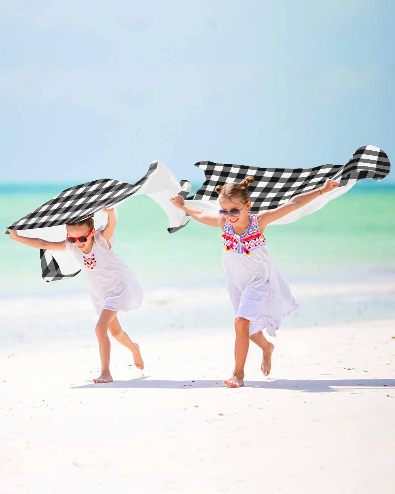 Black White Plaid Beach Towels Oversized Super Absorbent, Modern Simple Buffalo Check Gingham Lightweight Bath Towel Quick Dry Sets For Bathroom/Pool/Rv Camping/Beach Play/Gym Room/Picnic 23"x47"
