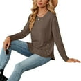 thumbnail image 3 of MOMOFEEL Long Sleeve Tunic Tops for Women Crewneck Sweatshirt with Side Buttons Casual Shirts Pullover (M9004 Coffee), 3 of 7