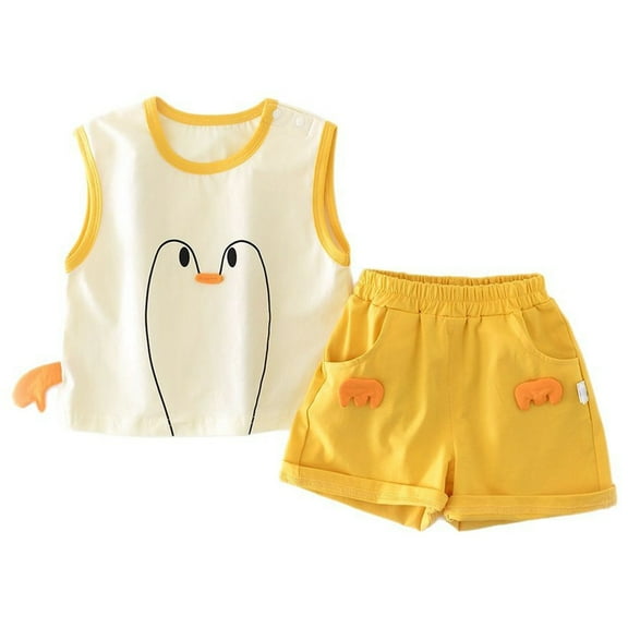 MEZZALL Toddler Boys Outfits Sets Casual Summer Goose Vest And Shorts Two Piece Set For 1-5 Year Olds Comfortable Daily Wear Cozy Baby Wear