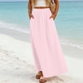 thumbnail image 2 of Arlun Casual Long Pleated Skirt for Women Elegant Eyelet Solid Color Flowy Summer Maxi Skirts Elastic High Waist Simple Stylish Beach Vacation Skirt Comfort for Everyday Wear Pink XL, 2 of 6