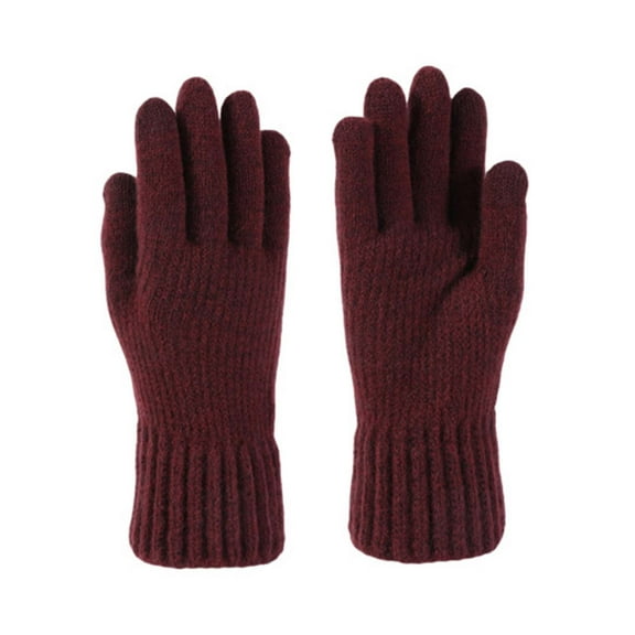 WRKEKC Winter Gloves Unisex Solid Color Fleece Lined Thick Knitted Wool Gloves for Men and Women Winter Warm Wear