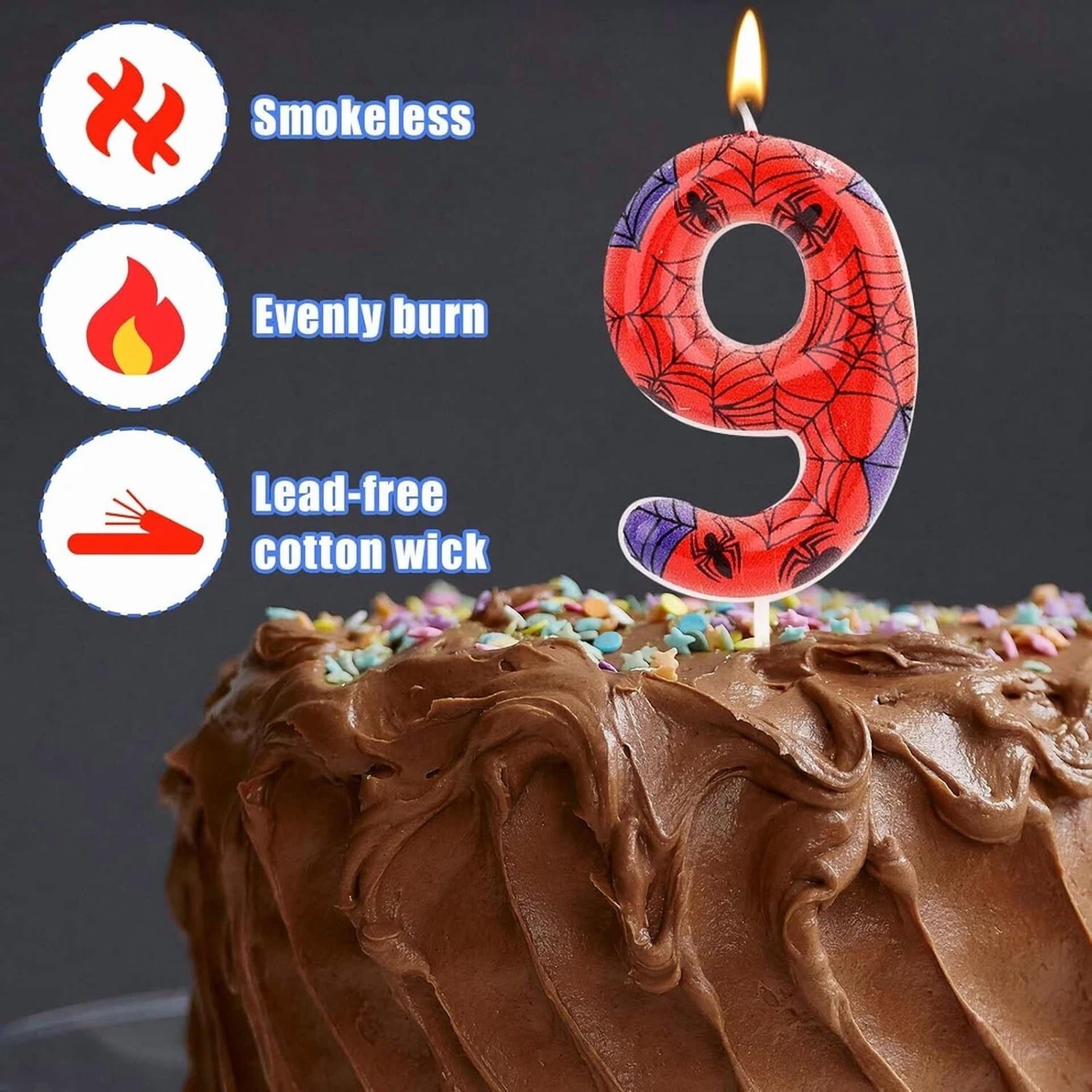 Birthday Candle, Red Blue Themed Number Candle Web Candle Cake Topper Birthday D