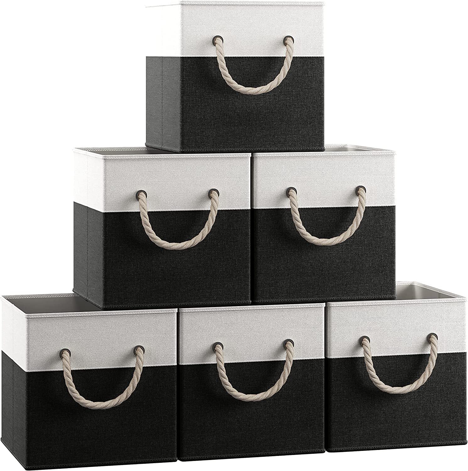 Ornavo Home Storage Box Foldable Linen Shelf Basket Organizer with Rope