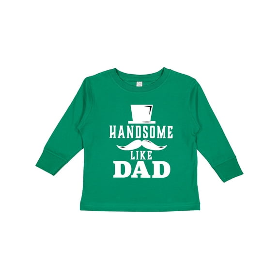 Inktastic Handsome Like Dad with Top and Mustache Boys Long Sleeve Toddler T-Shirt