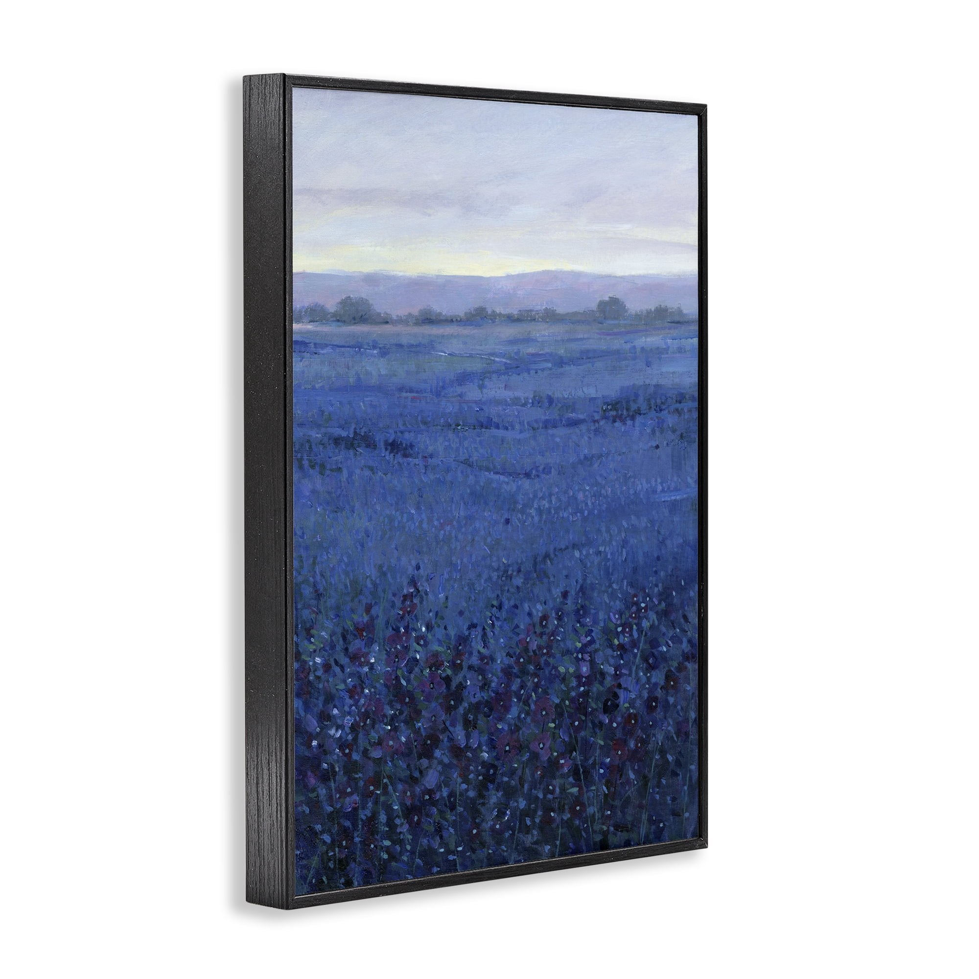 Stupell Industries Blue Country Fields Landscape Painting Black Framed Art Print Wall Art, 20 x 30