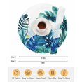 thumbnail image 6 of 15 Inch Round Placemats Set of 4, Blue Teal Leaves Non Slip Heat Insulation PP Table Mats, Summer Botanical Watercolor Leaf Washable Place Mats for Kitchen Dining Party Table Decor, 6 of 7