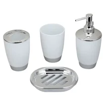 XmhyTop Bathroom Set White Bathroom Accessories Set 4 Pcs Plastic Bathroom Set