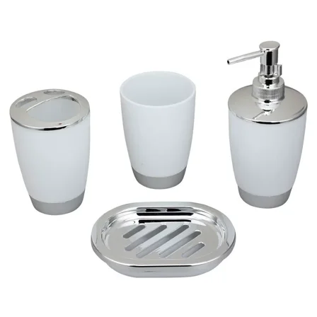 XmhyTop Bathroom Set White Bathroom Accessories Set 4 Pcs Plastic Bathroom Set