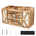 thumbnail image 2 of Tzdxfgl Wood Kitchen Utensil Holder for Countertop, Silverware Organizer with 3 Compartments, Large, Brown, 2 of 11