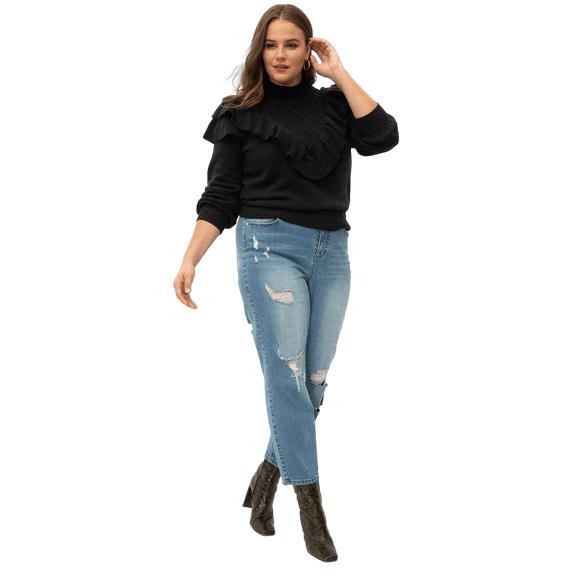 ELOQUII WOMENS PLUS SIZE Stretch Distressed Ripped BLUE SKINNY DENIM JEANS Pants