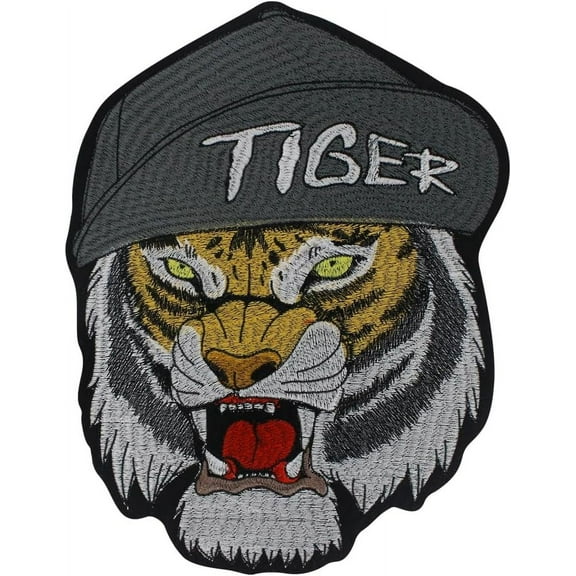 Animal Tiger Patches Embroidered Iron-On Applique Roaring Beasts Embroidered Patches Decorated for Clothes Arts Craft Sew Making 1 Piece