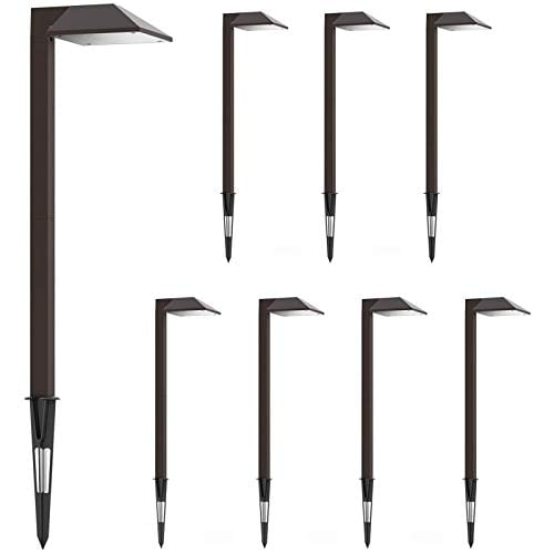 GOODSMANN Éclairage de Chemin 8 Pack LED Basse Tension Lumières de Paysage 0.6 Watt Éclairage de Jardin Extérieur avec Piquet en Métal et Connecteur 22 Lumens Lumière de Paysage Blanc Chaud, Charbon Brun 9