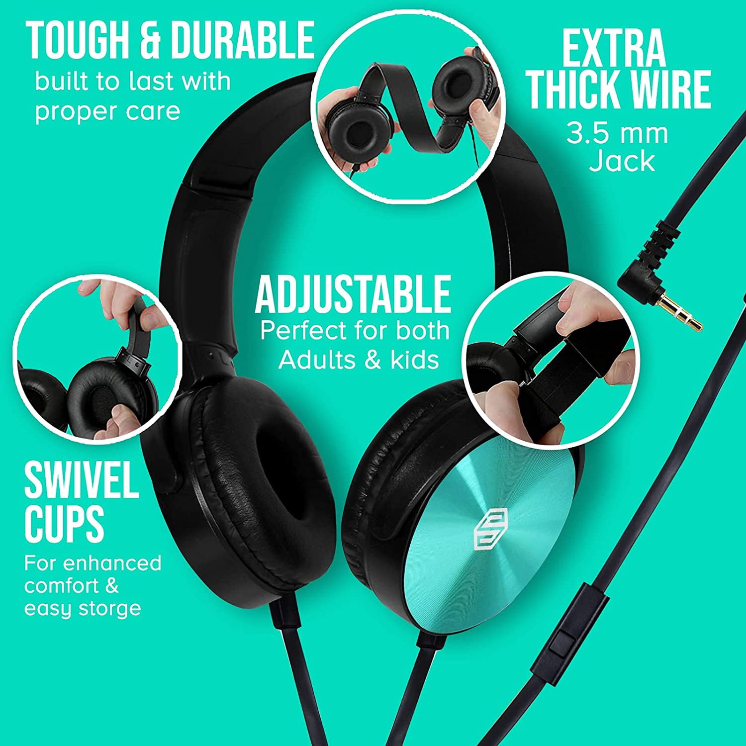 Classroom Headphones with Microphone-Bulk 10-Pack, Kids Headphones for School Students K to 12, Teachers On Ear Headphone Pack for Online Learning, & Travel, with 3.5mm Jack(Colored with Microphone)
