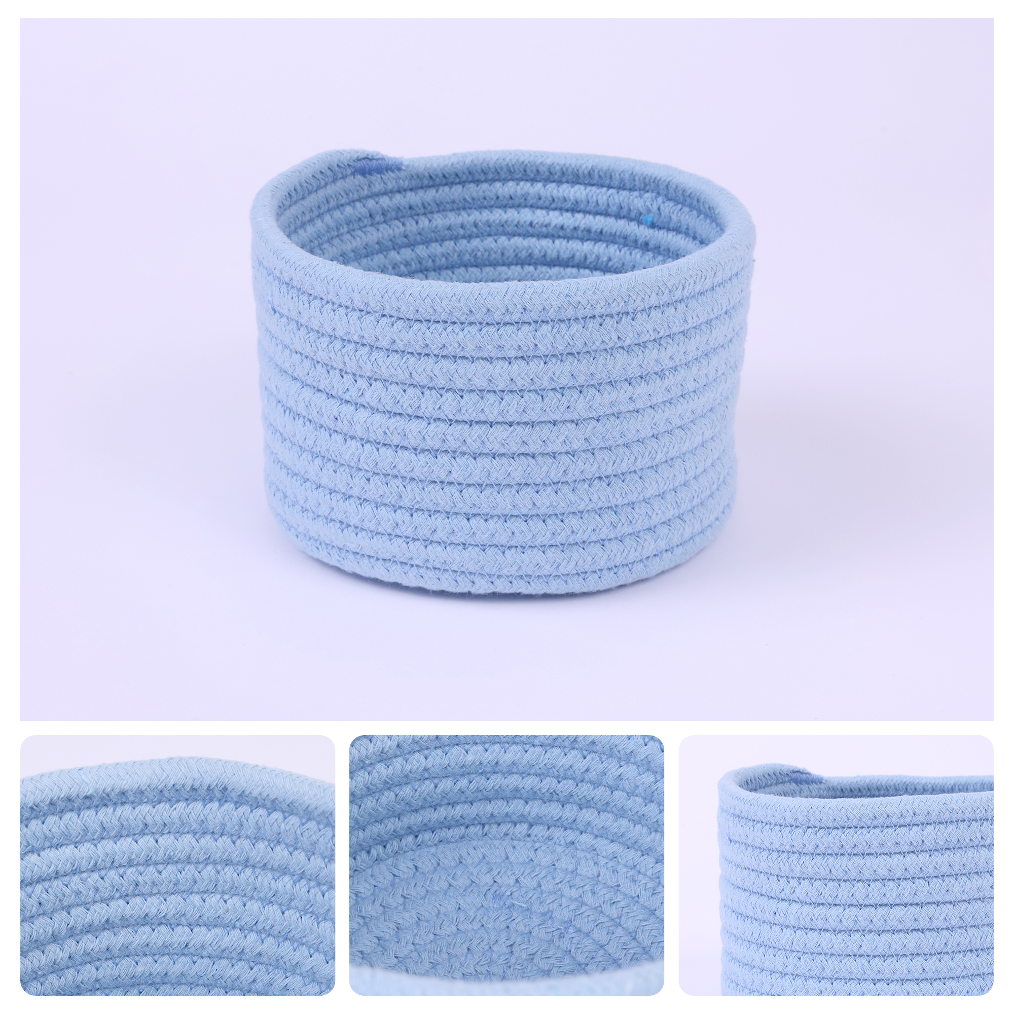 Unique Bargains Woven Storage Basket Shelf Storage Bin for Home Key Tray Bowl Blue S