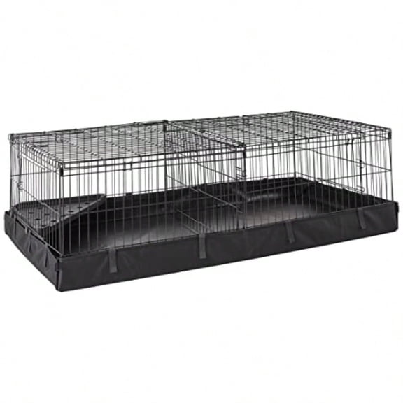 Leakproof Canvas Bottom Guinea Pig Pet Cage with Divider Set Black 47.6"L x 24.2"W x 14.0"H