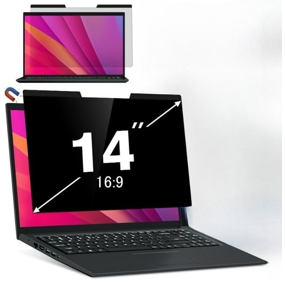 Magnetic Laptop Privacy Screen 14 Inch (16:9 Aspect) - Anti-Glare Blue Light Filter, Removable Privacy Screen Protector Compatible with HP/Dell/Acer/Lenovo/Samsung/ASUS (12.2x6.9inch/ W x H)