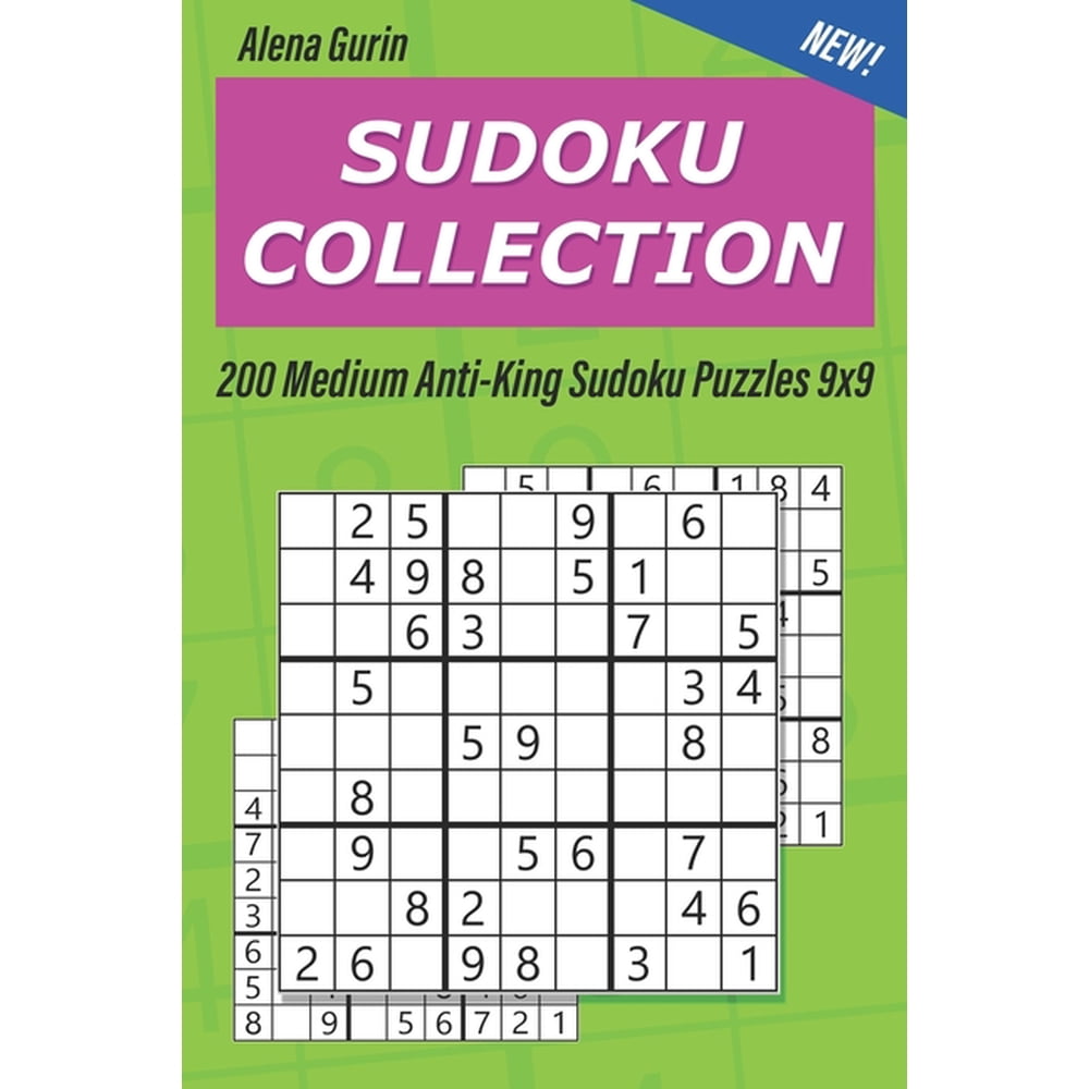 Sudoku Collection 200 Medium Anti King Sudoku Puzzles 9x9 Series 38 