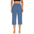 thumbnail image 4 of WQQZJJ Ladies Solid Color Capri Pants, Elastic Waist Pocket Wide Leg Pants Casual Stretch Fashion Pants Summer Women's Clothing, 4 of 7