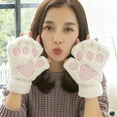 thumbnail image 3 of US Cat Claw Bear Paw Gloves Women Warm Plush Faux Fur Cosplay Fingerless Mittens, 3 of 5