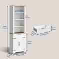 thumbnail image 3 of Historyli 72" Tall Farmhouse Bookcase, Floor Standing Bookshelves with Doors and Drawer Adjustable Shelves for Home Office, White, 3 of 7