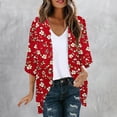 thumbnail image 2 of yoeyez Lightweight Cardigans for Women Floral Print 3/4 Sleeve Kimono Cardigan Loose Cover Up Casual Summer Beachwear 2026 Red,S, 2 of 6