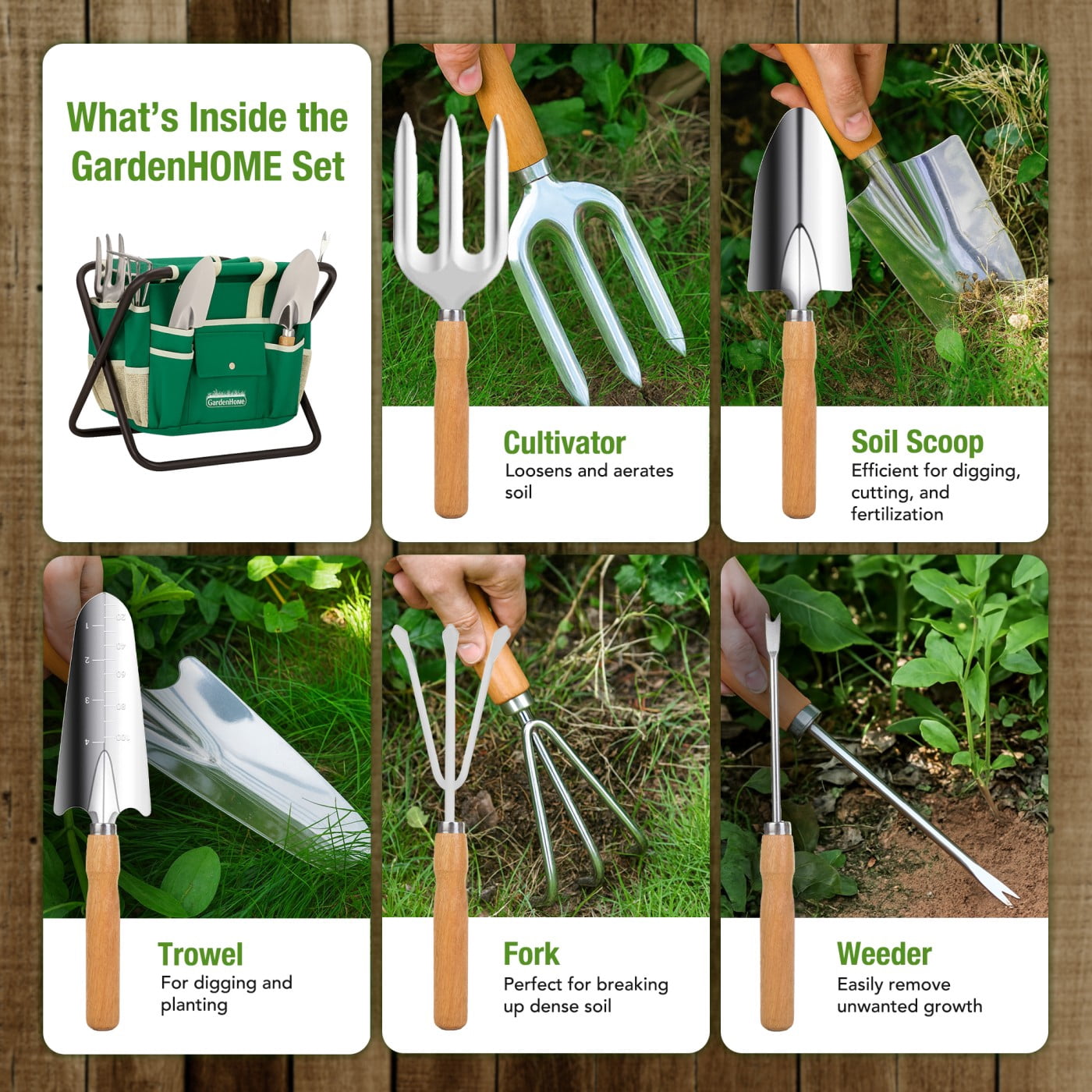 Gardenhome 7-Piece All-in-One Garden Tool Set