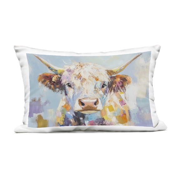 Stupell Industries Expressive Brushed Highland Cow Outdoor Printed Pillow design by Blakely Bering, 14 x 7 x 20