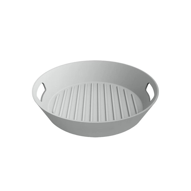 piezas de revestimientos de silicona para freidoras de aire: recipiente/olla de silicona reutilizable, resistente al calor y apto para alimentos para freidoras de aire y microondas (GRIS + GRIS - 8 pu