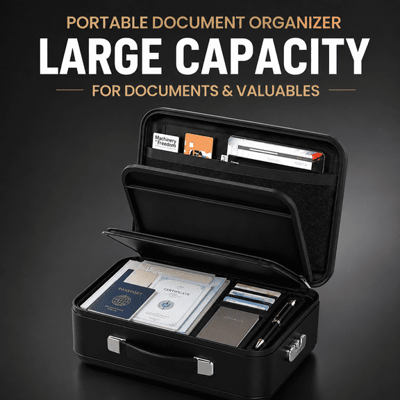 Document Organizer Bag, Large Capacity File Storage Case for Documents, Passport, Cards and Office Supplies