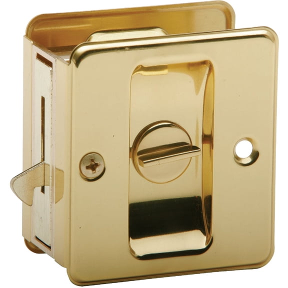 SCHLAGE Pocket Door Lock, Polished Brass, Key Lock