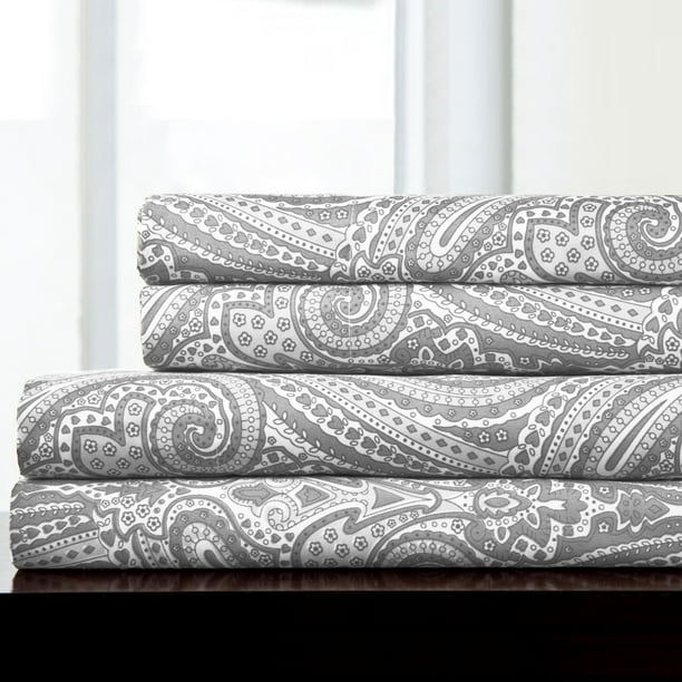 Sábanas Sweet Home Collection King Size Paisley de color gris