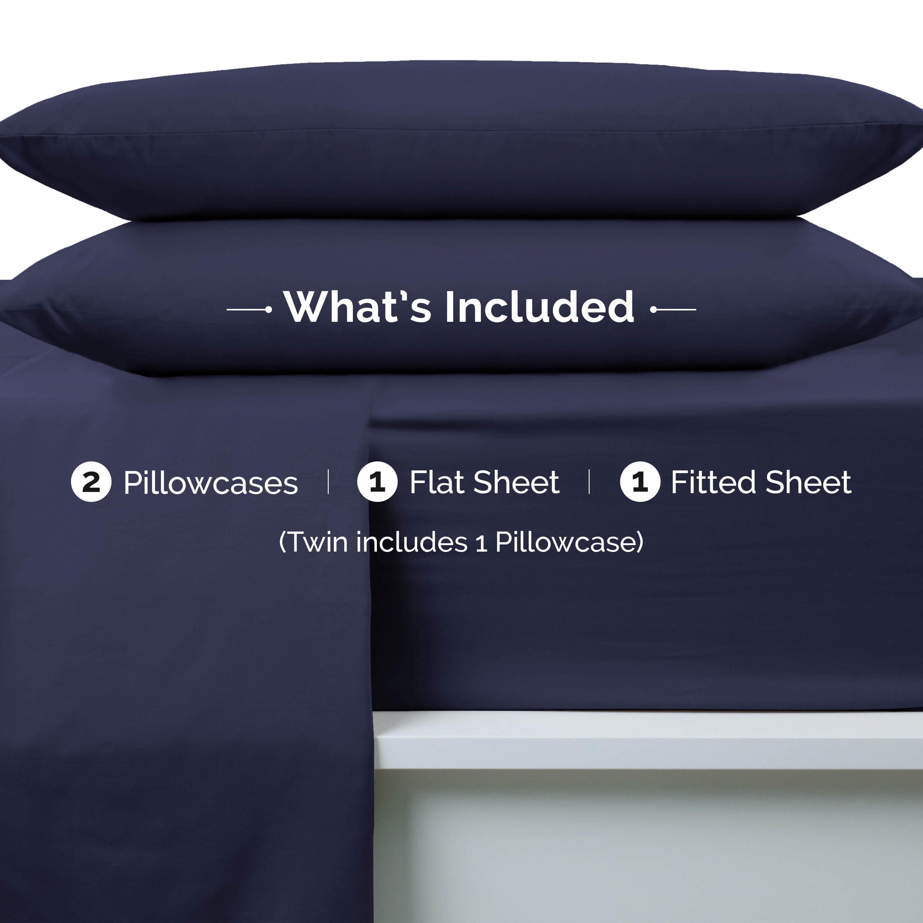 Martex Easy Living 3-Piece Twin Microfiber Sheet Set | Brushed Soft Easy Care | Navy Blue