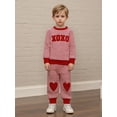 thumbnail image 2 of BemeyourBBs Toddler Baby Boy Girl Valentines Day Outfit Striped Heart Sweatshirt and Pants Set Spring Fall Winter Clothes, 2 of 9