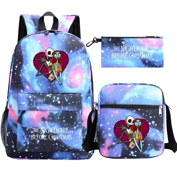 The Nightmare Before Christmas 3Pcs Boy Girl Kids School Book Bags Travel Backpack Shoulder Bag Pen Bag For Men Women