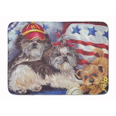 Shih Tzu Americana Sweethearts Machine Washable Memory Foam Mat