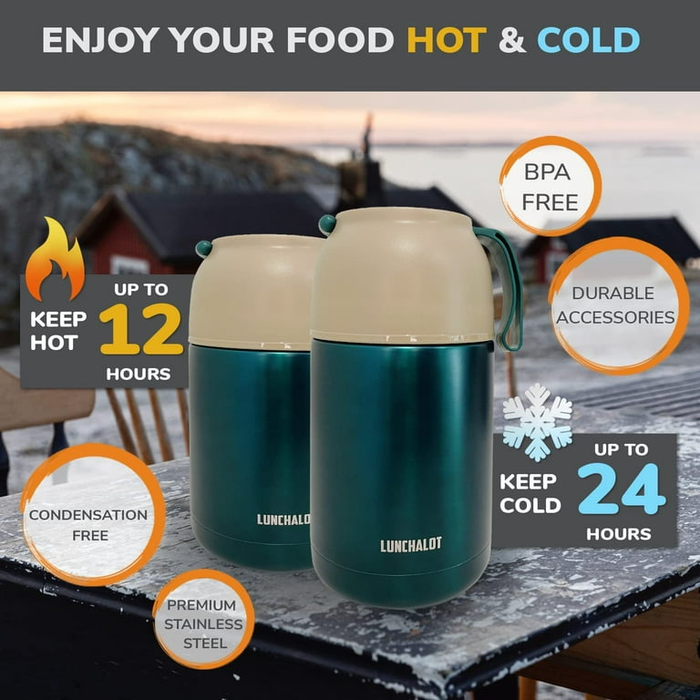 LUNCHALOT Thermos for Hot Food in a Bag - 2 Set 17 & 24 Oz Soup Insulated  Lunch