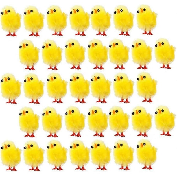 60pcs Easter Fur Chicks Fluffy Chenille Chicks Soft Plush Toys Easter Chicks Figurines 3cm Kids Diy Easter Egg Bonnet Decor Chick Plush