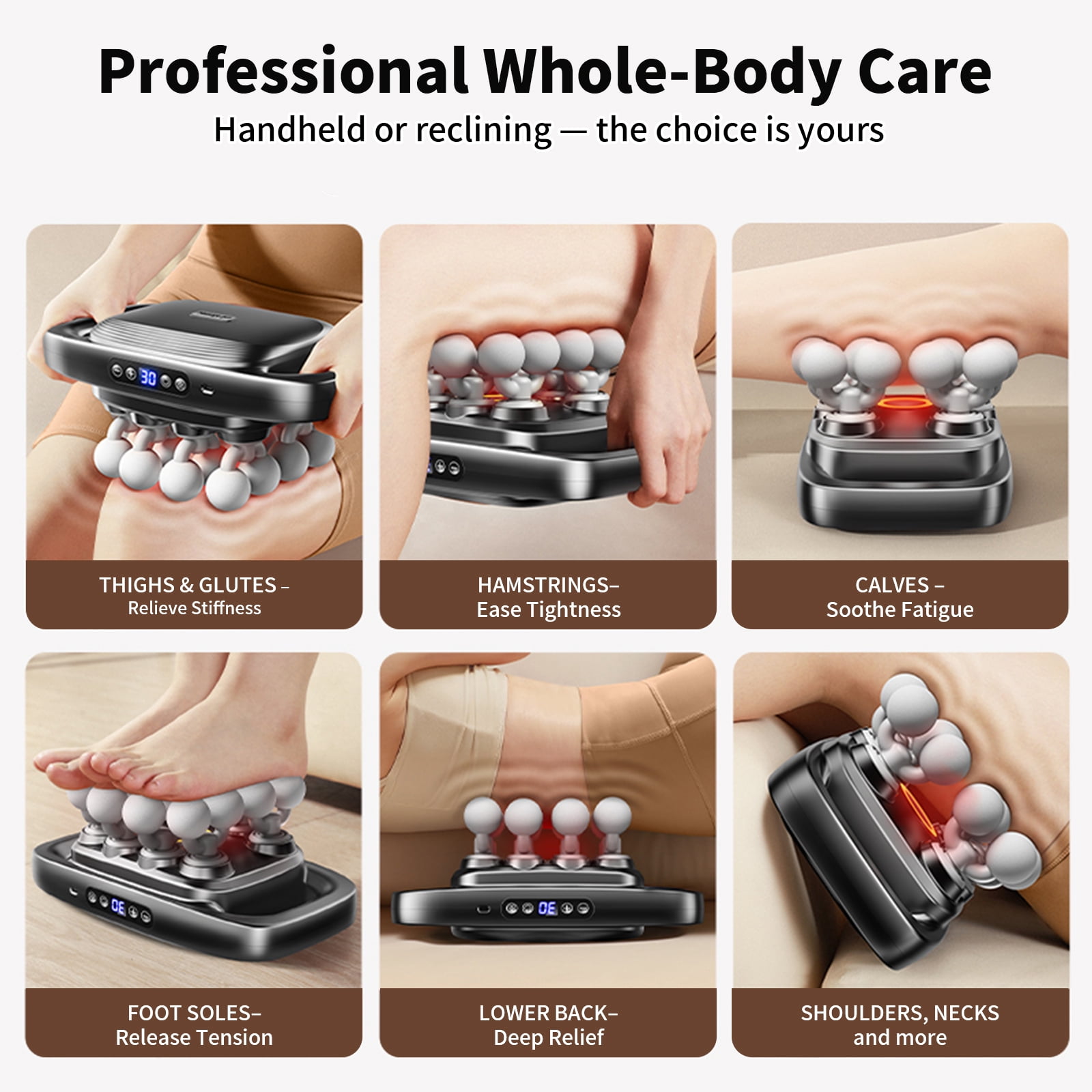 16-Head Massage Gun Set with 30 Levels & 3 Modes - Deep Tissue Percussion Muscle Massager for Effective Pain Relief in Back, Shoulders, Legs & Waist(Gray,16-Head)