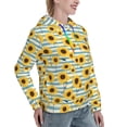 thumbnail image 6 of Salouo Blue White Striped Sunflower A Pattern Hoodie Sweatshirts for Women, Autumn Pullover Hoodie Workout Sweat Women's Long Sleeve Preppy Sweatshirts-XX-Large, 6 of 7