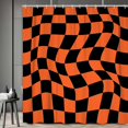 thumbnail image 5 of Fall Halloween Shower Curtain, Autumn Orange Black Checkerboard Bath Curtain, Retro Minimal Gothic Bathroom Accessories Groovy Scary Spooky Horror Party Bathroom Curtains Set,36x72IN, 5 of 5