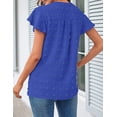 thumbnail image 4 of Women 2023 Summer V Neck Ruffle Short Sleeve Blouse Swiss Dot Flowy Shirt Tunic Top, 4 of 4