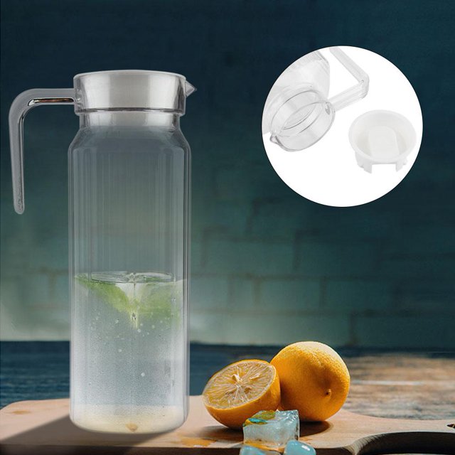 Cergrey Juice Bottle, Cold Water Bottle, Acrylic Transparent Juice Bottle Striped Water Ice Cold Juice Jug with Lid for Bar Home
