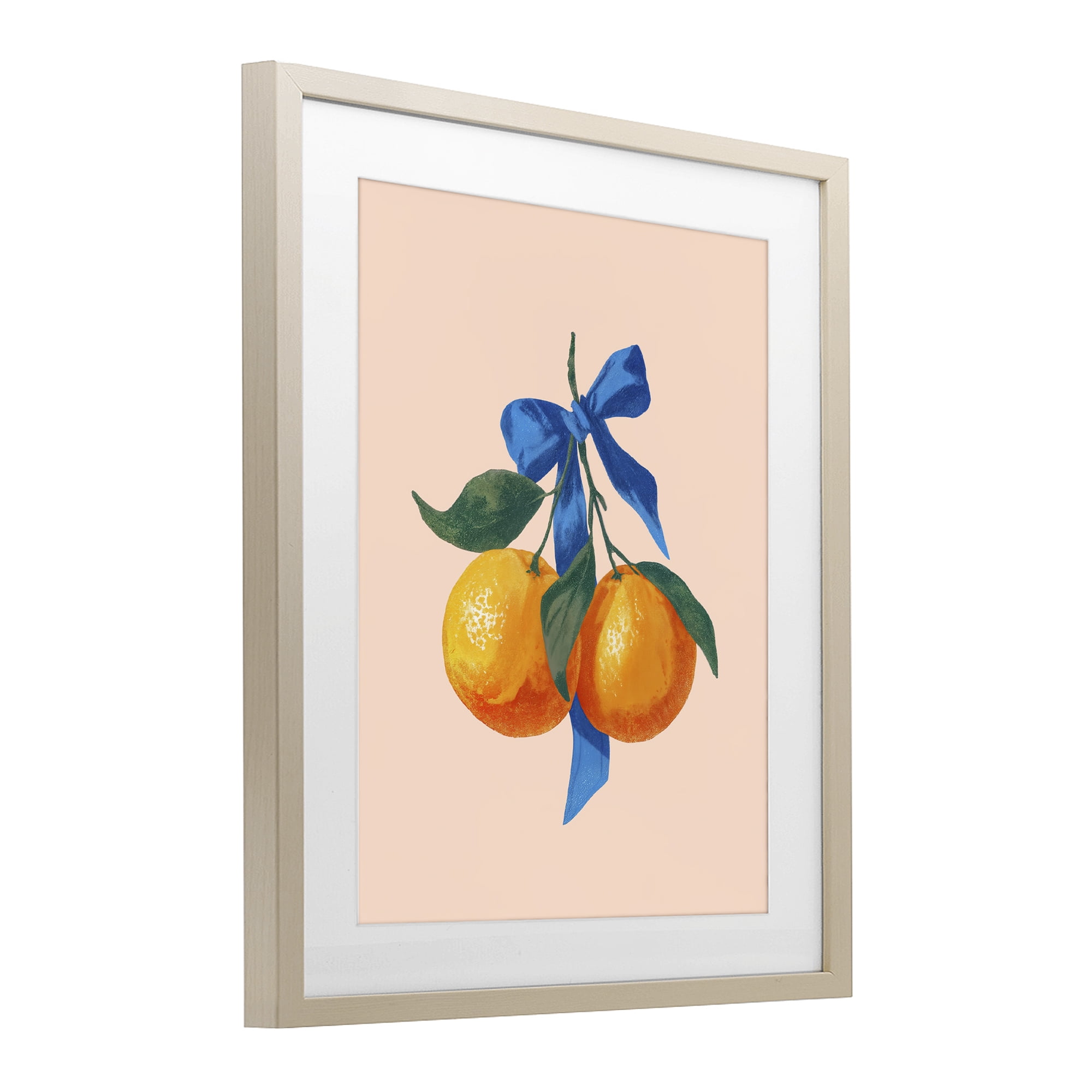 Stupell Industries Two Oranges with Blue Bow Birch Framed Print Under Glass, design by Imagine It Images