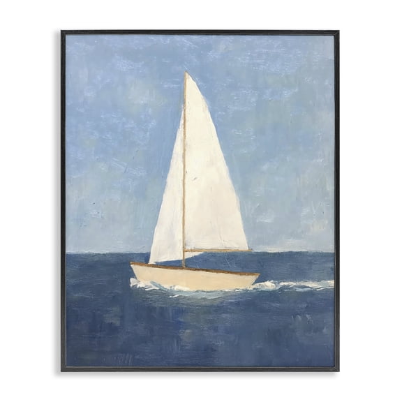 Stupell Industries Transitional Deep Blue Sail at Sea Black Framed Giclee Art, 11 x 14, by Creative Studio