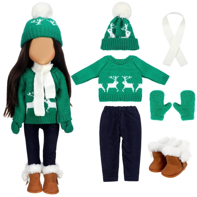 Set de ropa para muñecas Bencailor, suéteres navideños, gorro y botas de 18 pulgadas
