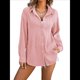 thumbnail image 1 of Camisas de Mujer con Botones, Camisa de Vestir de Larga, Blusa de Trabajo con Cuello Texturizado, Blusas Casuales Elegantes. Rosa L, 1 of 9