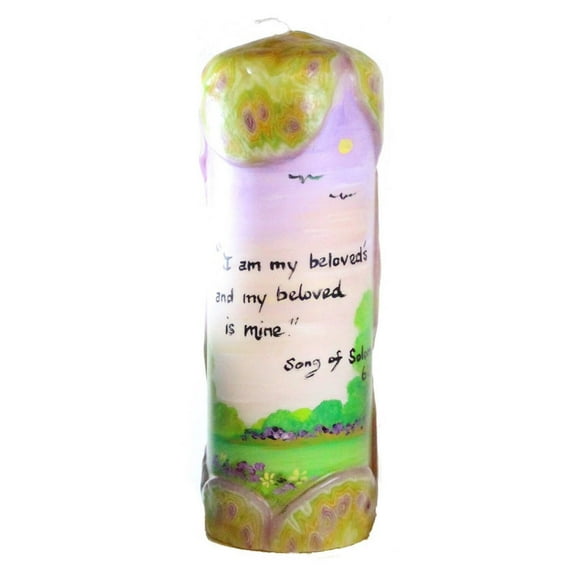 Quote Pillar Candle - "I am my beloved's and my beloved is mine" Song Of Solomon 6:3