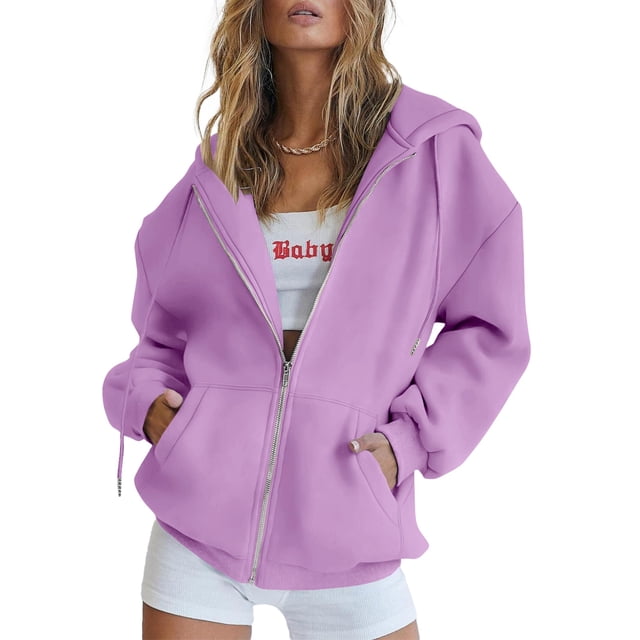 Sudadera con Capucha PRETTYGARDEN 2025 Y2K con Cierre Morada XXL