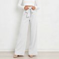 thumbnail image 2 of Tqcoqu Women's High Waisted Wide Leg Lounge Pants, Lightweight Loose Work Elastic Casual Outfits Trousers with Pockets, 2 of 7