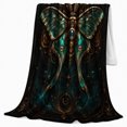 thumbnail image 2 of Mechanical Moth Beneath Moon Phases for Steampunk Art Enthusiasts, Mystical Ornate Steampunk Illustration Home Decor for Bedroom and Study, Halloween Gift with Cozy Flannel Blanket, 2 of 9
